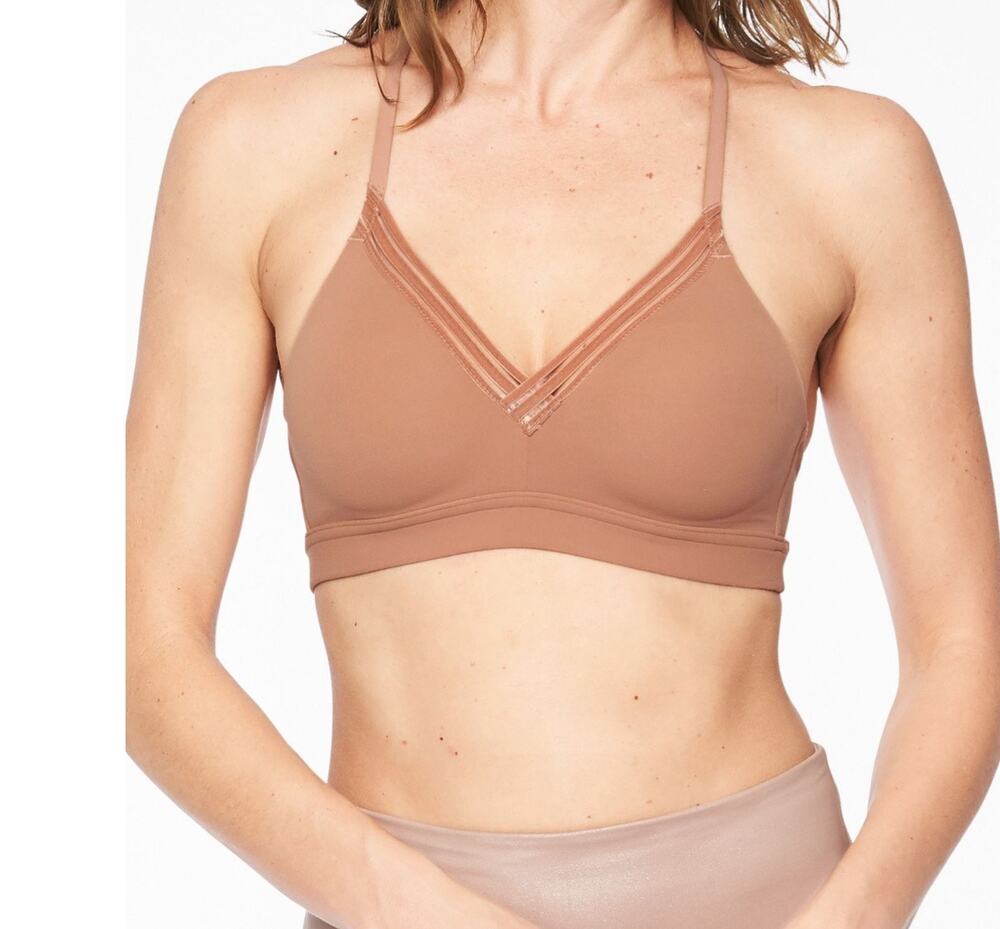 Athleta · Small · Conscious Crop Bra · Strappy V-Neck · Light Brown